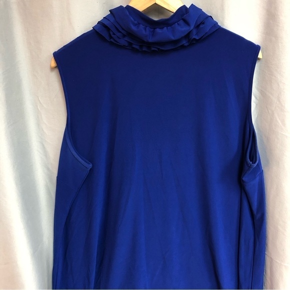 Cato, 22/24 sleeveless V-neck ruffled neckline royal blue top - Picture 6 of 12